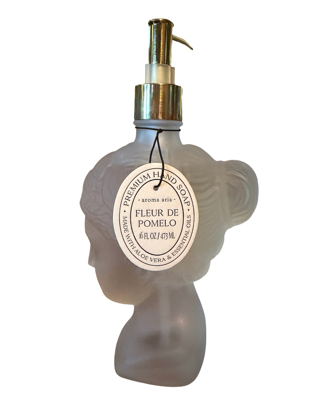 Aroma Aris NWT Frosted White Bust Hand Wash Fleur De Pomelo Dispenser 16fl Oz - Picture 3 of 7